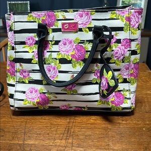Betsey Johnson Floral Striped Tote Bag